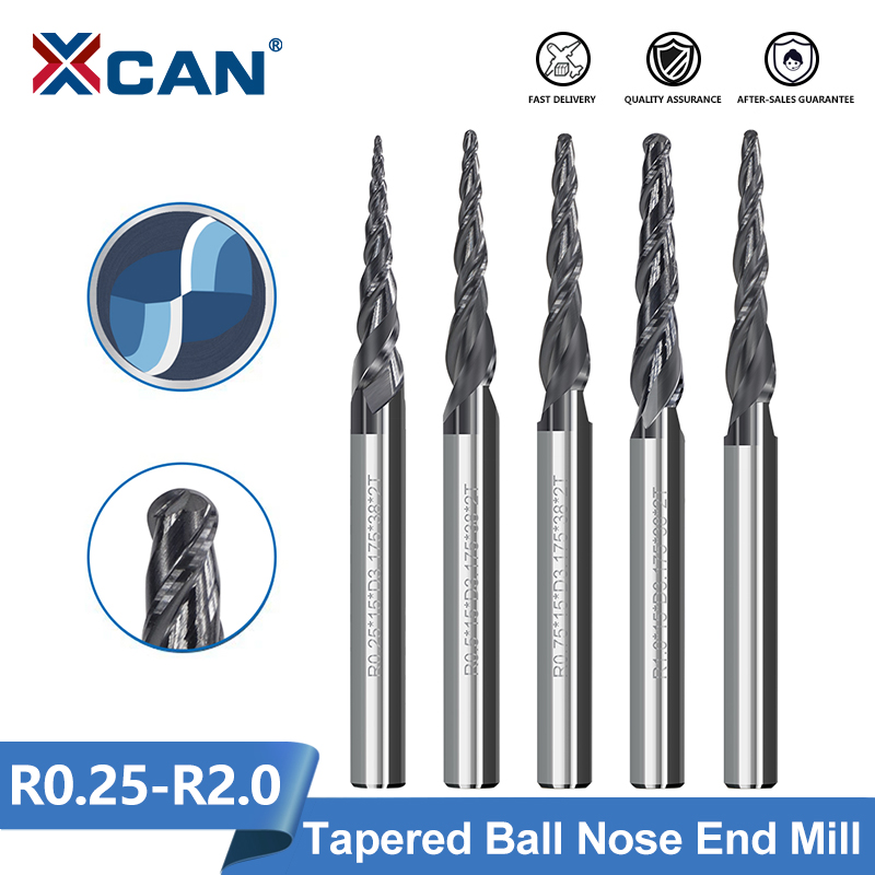 End Mill Set - XCAN Milling Cutter 2 Flute Ball