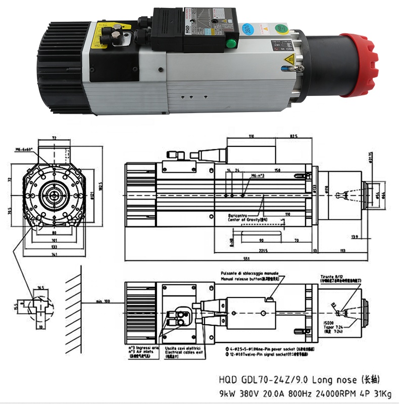 Suppliers HQD 9kw 220v 380v Lo - Spindle Motor recension och pris