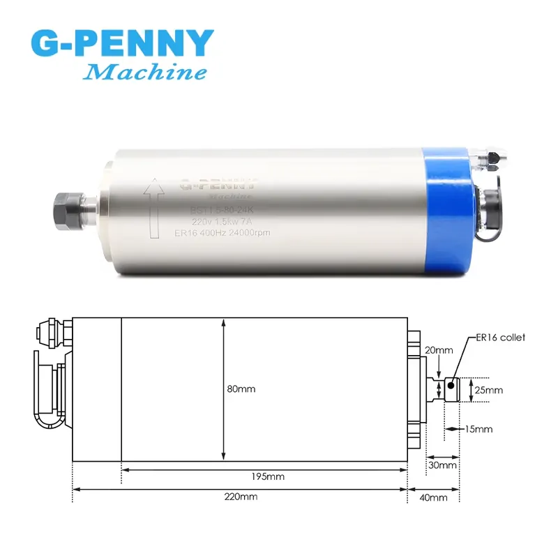Gpenny 1.5kw ER16 D80mm Water  - Spindle Motor recension och pris